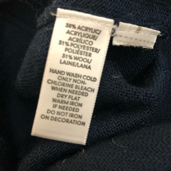 LOFT Navy Jeweled 3/4 Sleeves Crewneck Sweater - Picture 5 of 7